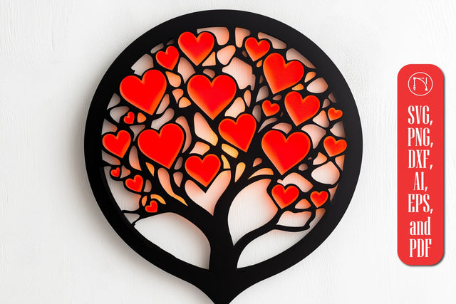 Multi-Layer Tree Hearts Wall Decor SVG cut file SVG MD JOYNAL ABDIN 
