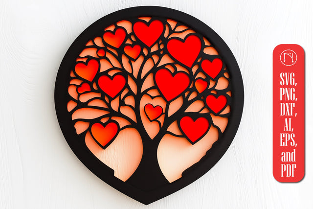 Multi-Layer Tree Hearts Wall Decor SVG cut file SVG MD JOYNAL ABDIN 
