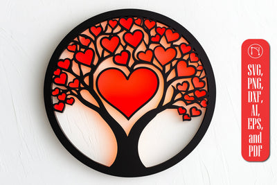 Multi-Layer Tree Hearts Wall Decor SVG cut file SVG MD JOYNAL ABDIN 
