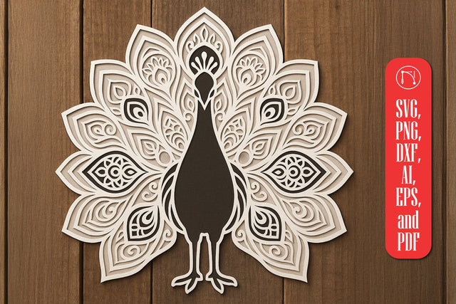 Multi-Layered Mandala Peacock SVG Cut File SVG MD JOYNAL ABDIN 