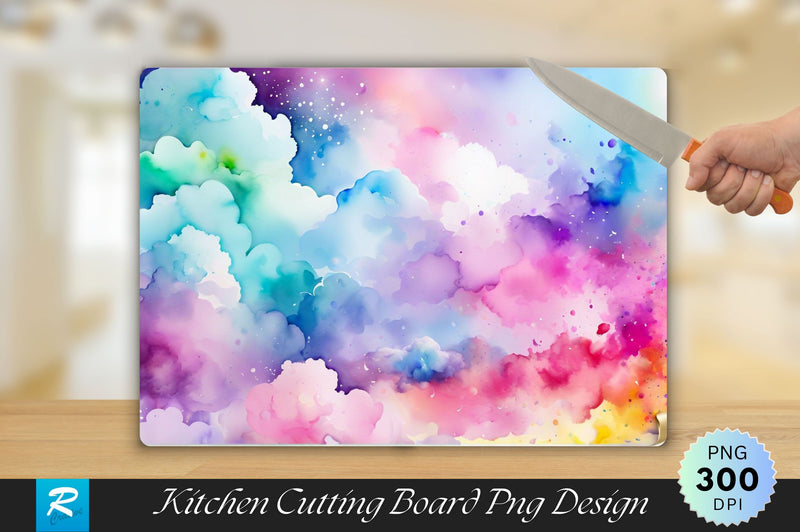 Multicolor Clouds Cutting Board PNG Sublimation Regulrcrative 