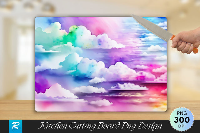 Multicolor Clouds Cutting Board Sublimation Regulrcrative 