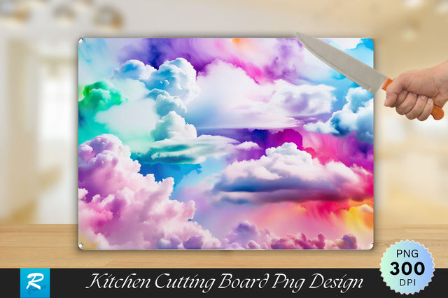 Multicolor Clouds Cutting Board Sublimation Regulrcrative 