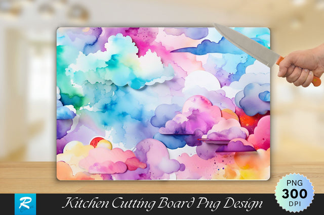 Multicolor Clouds Cutting Board Sublimation Regulrcrative 