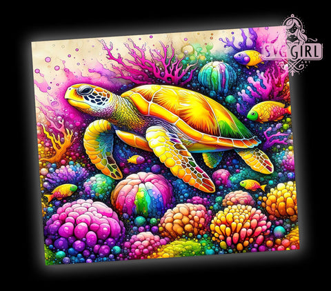 Multicolor Ocean Sea Turtle Sea Turtle 20oz Tumbler Wrap Sublimation Design, Straight Tapered Tumbler Wrap, Summer Vacation Tumbler Png, Instant Digital Download Sublimation SvggirlplusArt 