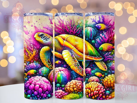 Multicolor Ocean Sea Turtle Sea Turtle 20oz Tumbler Wrap Sublimation Design, Straight Tapered Tumbler Wrap, Summer Vacation Tumbler Png, Instant Digital Download Sublimation SvggirlplusArt 