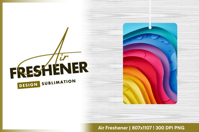 Multicolored abstract waves air freshener png Sublimation Regulrcrative 