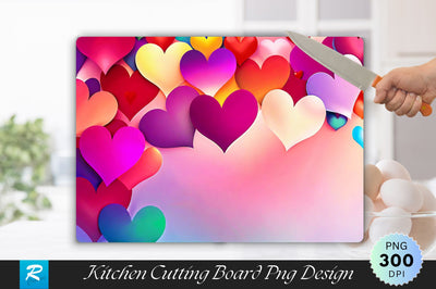 Multicolored Heart Background Cutting Board Sublimation Regulrcrative 