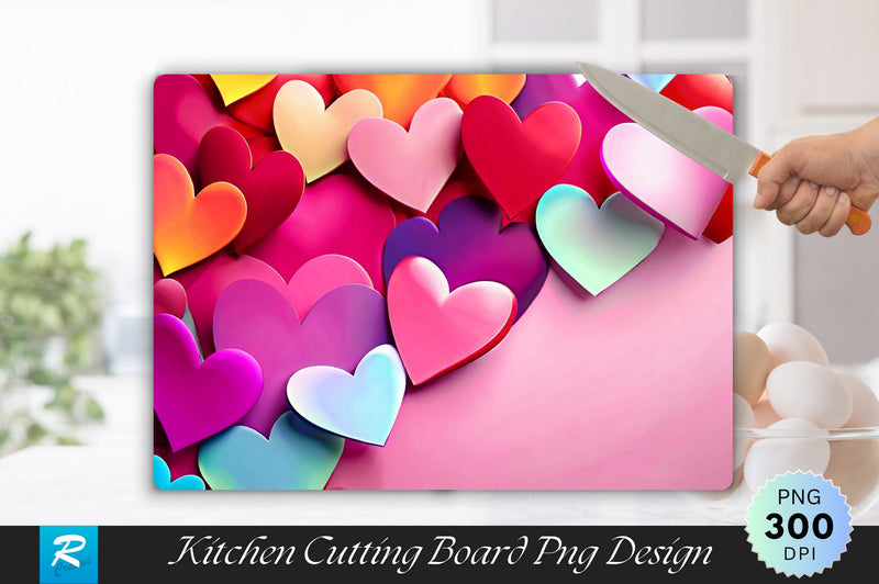 Multicolored Heart Background Cutting Board Sublimation Regulrcrative 