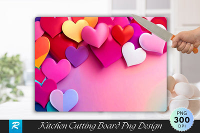 Multicolored Heart Background Cutting Board Sublimation Regulrcrative 
