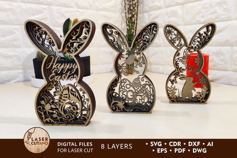 Multilayer Easter Bunny Set SVG LaserCutano 