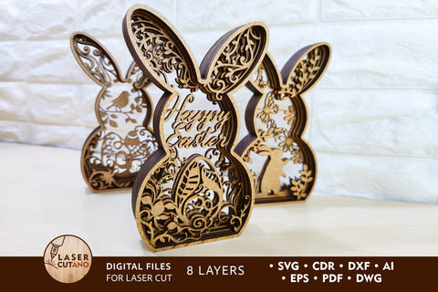 Multilayer Easter Bunny Set SVG LaserCutano 