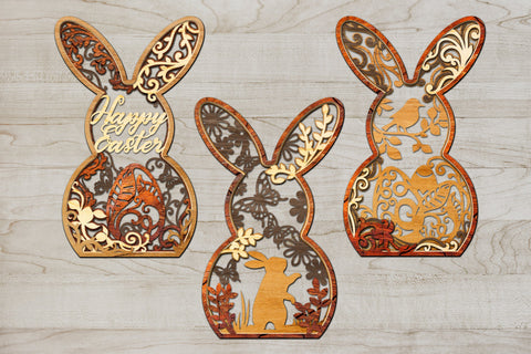 Multilayer Easter Bunny Set SVG LaserCutano 