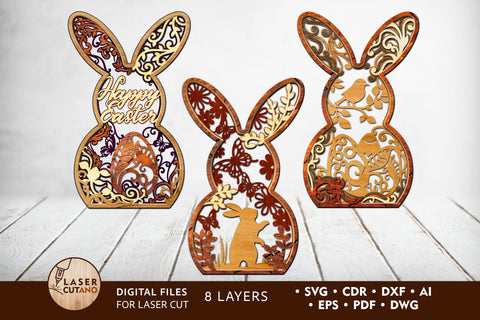 Multilayer Easter Bunny Set SVG LaserCutano 