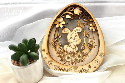 Multilayer Easter Egg with Bunny SVG LaserCutano 