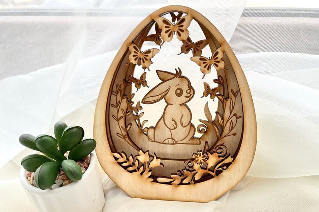 Multilayer Easter Egg with Bunny SVG LaserCutano 