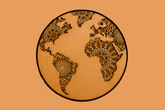 Multilayer GLOBE Laser Cut and Paper Cut Template SVG LaserCutano 