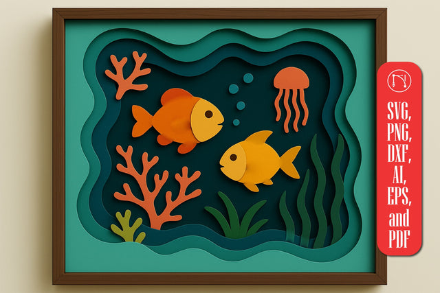 Multilayer Sea Shadow Box 3D SVG cut fil SVG MD JOYNAL ABDIN 