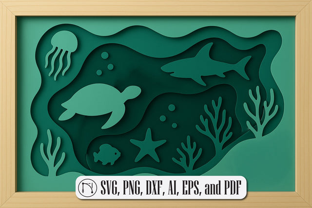 Multilayer Sea Shadow Box 3D SVG cut fil SVG MD JOYNAL ABDIN 