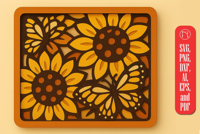 Multilayer Sunflower Shadow Box SVG SVG MD JOYNAL ABDIN 