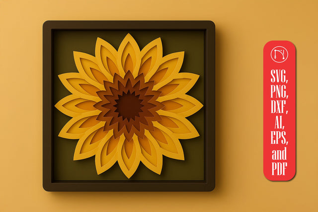 Multilayer Sunflower Shadow Box SVG SVG MD JOYNAL ABDIN 