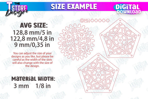 Multilayered Drink Coasters Bundle | 3D Design Coaster Laser Cut | Mechanical Style Coaster | CNC Files SVG The T Store Design 