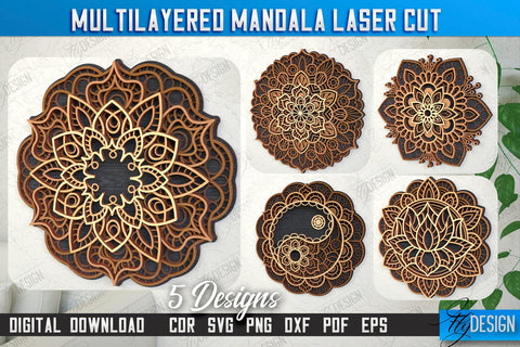 Multilayered Mandala Bundle | Detailed Mandala Design | Wall Art | CNC Files SVG Fly Design 