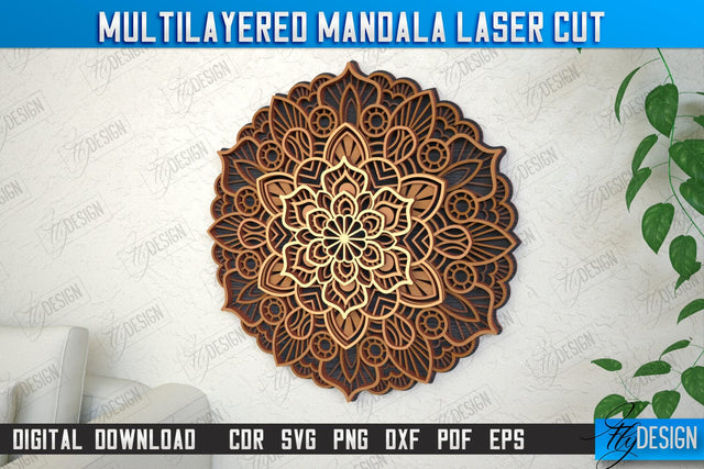 Multilayered Mandala | Detailed Mandala Design | Wall Art | CNC Files SVG Fly Design 