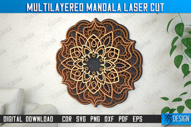Multilayered Mandala | Detailed Mandala Design | Wall Art | CNC Files SVG Fly Design 
