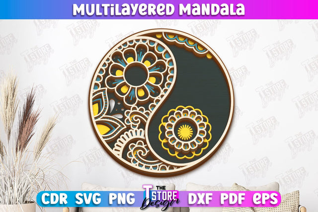 Multilayered Mandala | Detailed Mandala Design | Wall Art | CNC Files SVG The T Store Design 