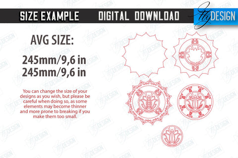 Multilayered Mandala Laser Cut Bundle | Detailed Mandala Design | Wall Art | CNC Files SVG Fly Design 