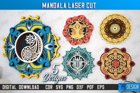 Multilayered Mandala Laser Cut Bundle | Detailed Mandala Design | Wall Art | CNC Files SVG Fly Design 