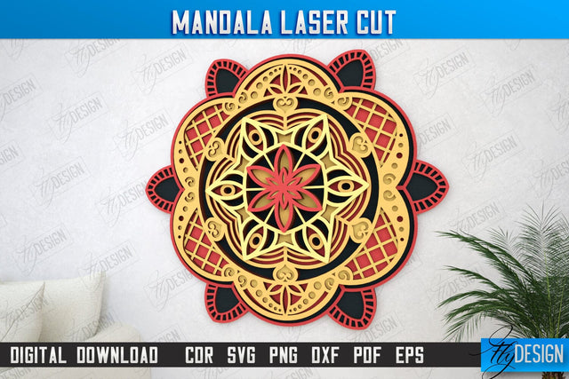 Multilayered Mandala Laser Cut | Detailed Mandala Design | Wall Art | CNC Files SVG Fly Design 