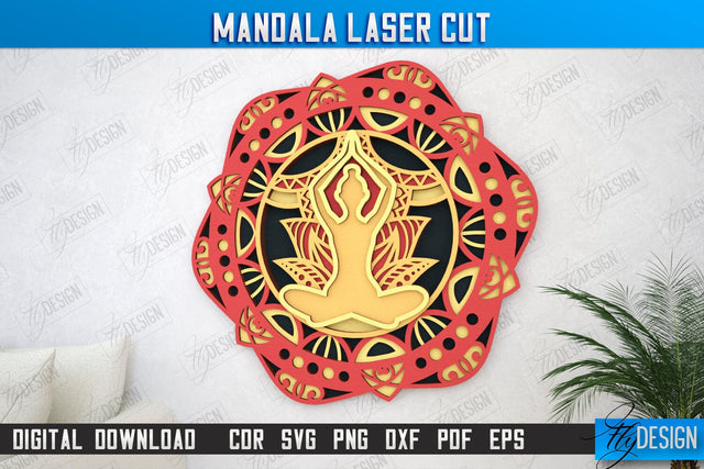 Multilayered Mandala Laser Cut | Detailed Mandala Design | Wall Art | CNC Files SVG Fly Design 