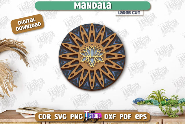 Multilayered Mandala Laser Cut | Detailed Mandala Design | Wall Art | CNC Files SVG The T Store Design 