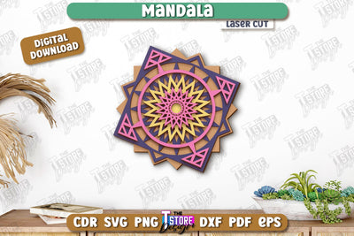 Multilayered Mandala Laser Cut | Detailed Mandala Design | Wall Art | CNC Files SVG The T Store Design 