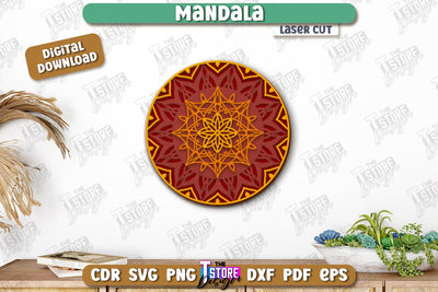 Multilayered Mandala Laser Cut | Detailed Mandala Design | Wall Art | CNC Files SVG The T Store Design 