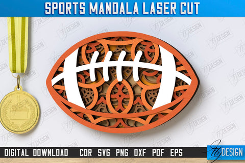 Multilayered Sports Mandala Laser Cut Bundle | Detailed Mandala Design | Wall Art | CNC Files SVG Fly Design 