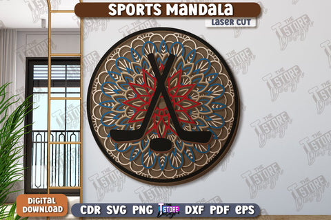 Multilayered Sports Mandala Laser Cut Bundle | Detailed Mandala Design | Wall Art | CNC Files SVG The T Store Design 