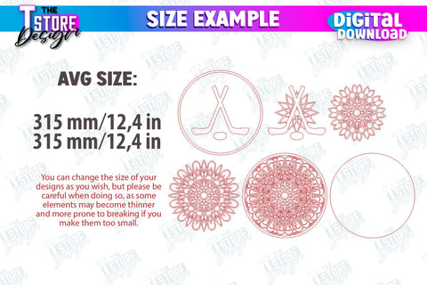 Multilayered Sports Mandala Laser Cut Bundle | Detailed Mandala Design | Wall Art | CNC Files SVG The T Store Design 