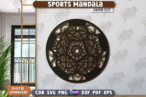 Multilayered Sports Mandala Laser Cut Bundle | Detailed Mandala Design | Wall Art | CNC Files SVG The T Store Design 