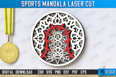 Multilayered Sports Mandala Laser Cut | Detailed Mandala Design | Wall Art | Baseball | CNC Files SVG Fly Design 