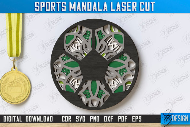 Multilayered Sports Mandala Laser Cut | Detailed Mandala Design | Wall Art | Football | CNC Files SVG Fly Design 