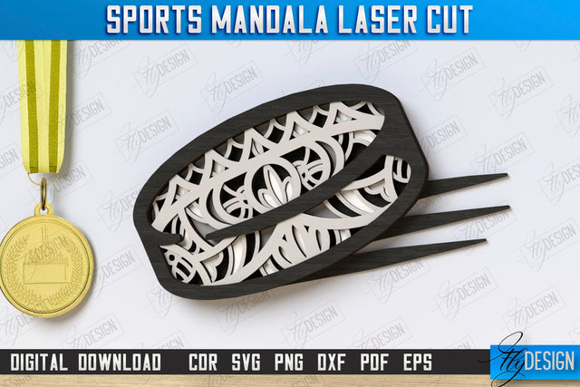 Multilayered Sports Mandala Laser Cut | Detailed Mandala Design | Wall Art | Hockey | CNC Files SVG Fly Design 