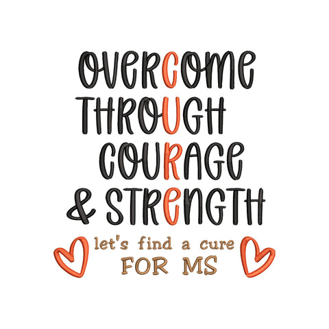 Multiple Sclerosis Embroidery Designs Bundle, MS Awareness Embroidery Files, Orange Ribbon Embroidery, Inspirational MS Quotes Embroidery/Applique DESIGNS HappyDesignStudio 