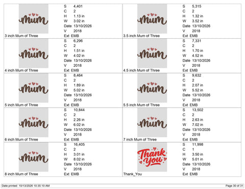 Mum Embroidery Design – Cute Script Mum with Hearts Mother's Day Machine Embroidery File Embroidery/Applique DESIGNS PatternFeed8 