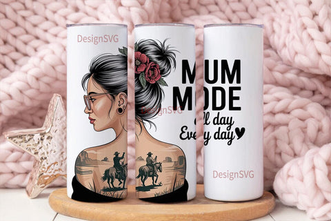 Mum Mode Western Tumbler Wrap Sublimation DesignSVG 