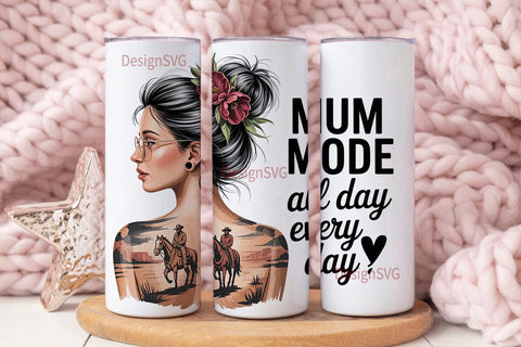 Mum Mode Western Tumbler Wrap Sublimation DesignSVG 