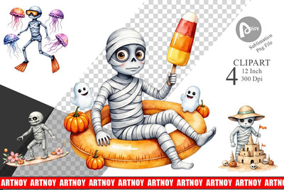 Mummy Beach Holiday Clipart Sublimation artnoy 
