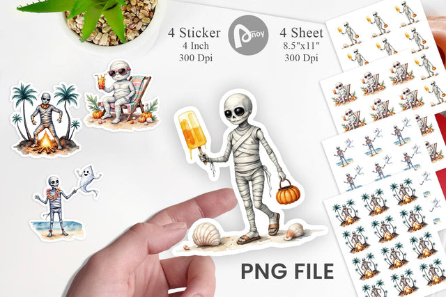 Mummy Beach Holiday Sticker Sublimation artnoy 